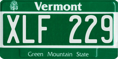 VT license plate XLF229