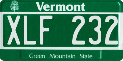 VT license plate XLF232