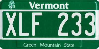 VT license plate XLF233