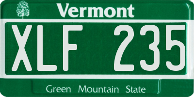 VT license plate XLF235