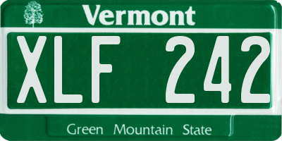 VT license plate XLF242