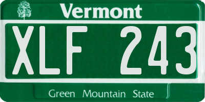 VT license plate XLF243