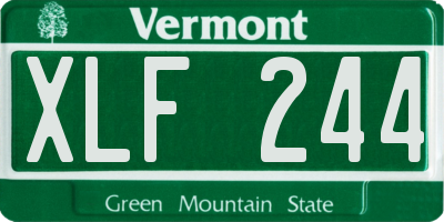VT license plate XLF244