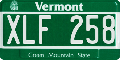VT license plate XLF258