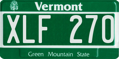 VT license plate XLF270
