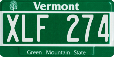 VT license plate XLF274