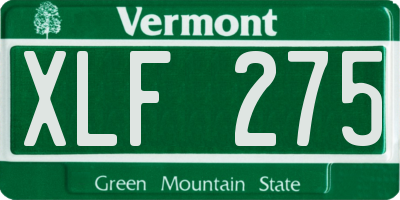 VT license plate XLF275