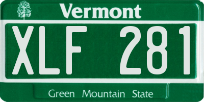 VT license plate XLF281