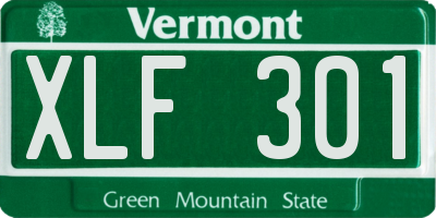 VT license plate XLF301