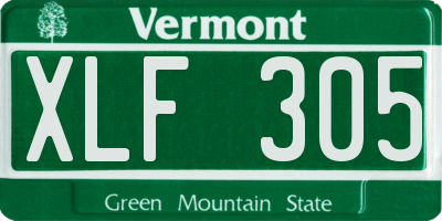 VT license plate XLF305