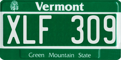 VT license plate XLF309
