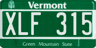 VT license plate XLF315