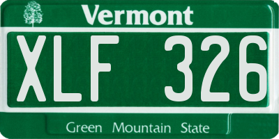 VT license plate XLF326