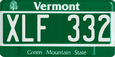 VT license plate XLF332