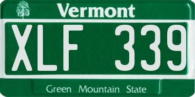 VT license plate XLF339