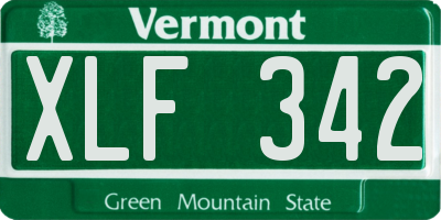 VT license plate XLF342