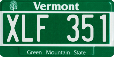 VT license plate XLF351