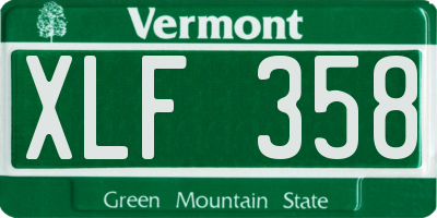 VT license plate XLF358