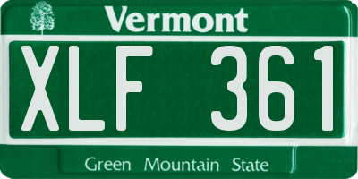 VT license plate XLF361