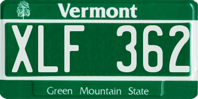 VT license plate XLF362
