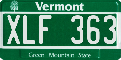VT license plate XLF363