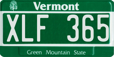 VT license plate XLF365