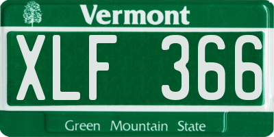 VT license plate XLF366