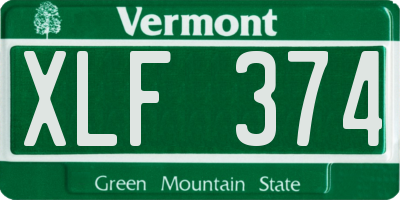VT license plate XLF374