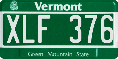VT license plate XLF376