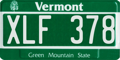 VT license plate XLF378