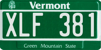 VT license plate XLF381