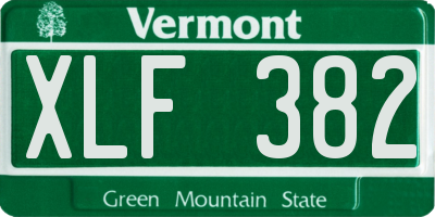 VT license plate XLF382