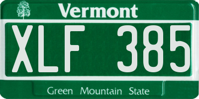 VT license plate XLF385