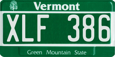 VT license plate XLF386