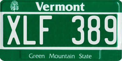 VT license plate XLF389