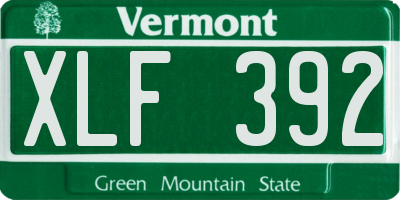 VT license plate XLF392