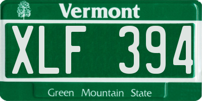 VT license plate XLF394