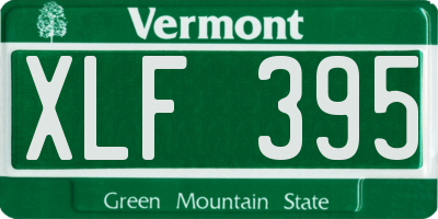 VT license plate XLF395