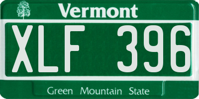 VT license plate XLF396