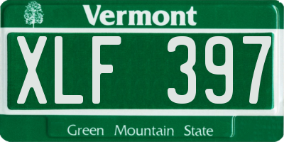 VT license plate XLF397