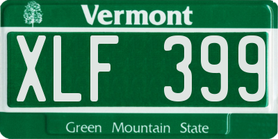 VT license plate XLF399