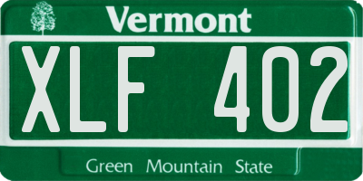 VT license plate XLF402