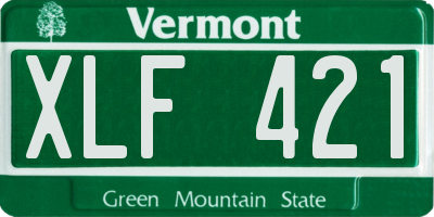 VT license plate XLF421
