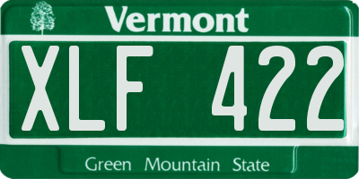 VT license plate XLF422