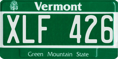 VT license plate XLF426