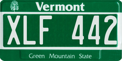 VT license plate XLF442