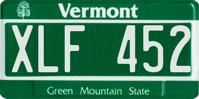 VT license plate XLF452
