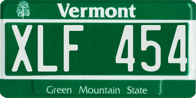 VT license plate XLF454
