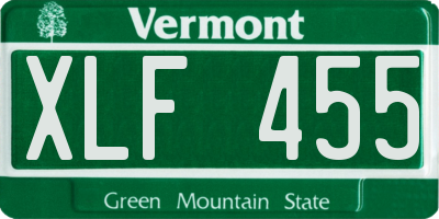 VT license plate XLF455