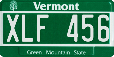 VT license plate XLF456